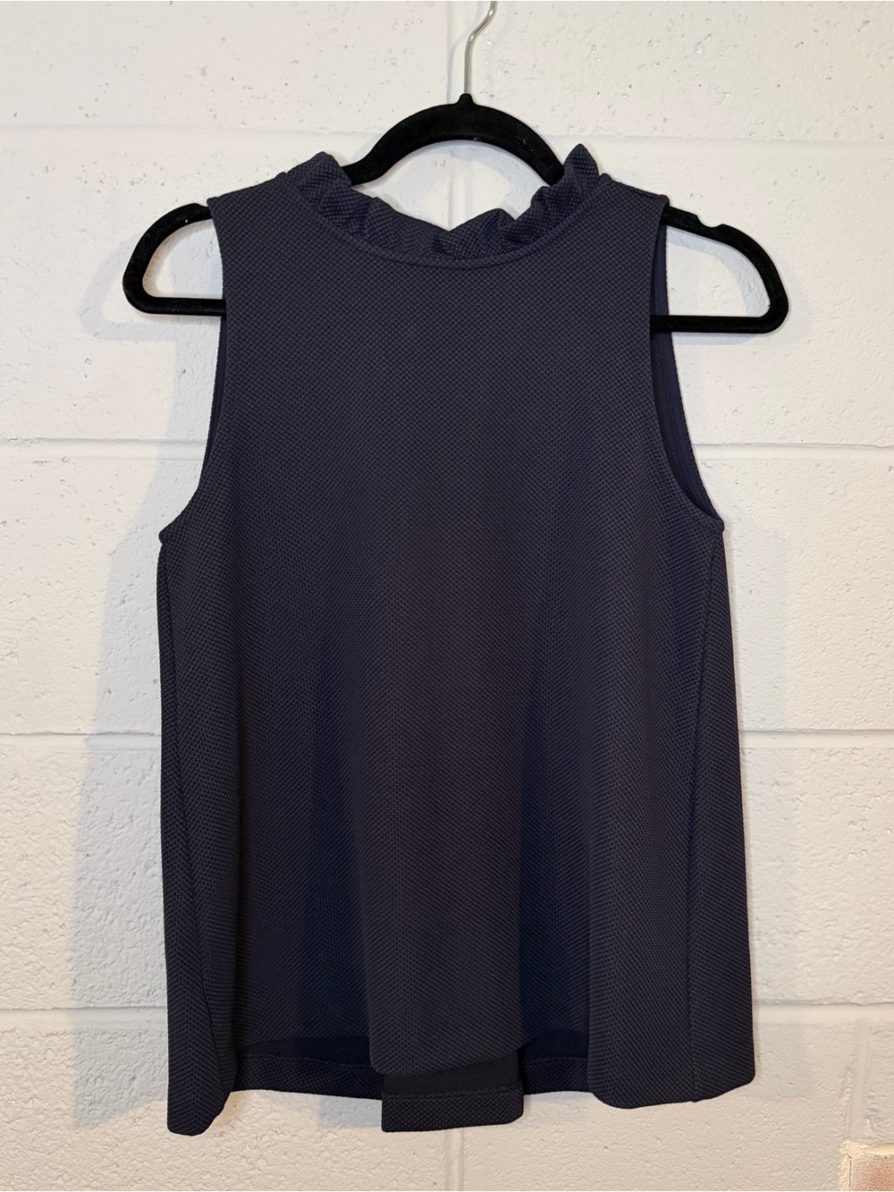 Ann Taylor Ruffle Mock Neck Camisole - Navy